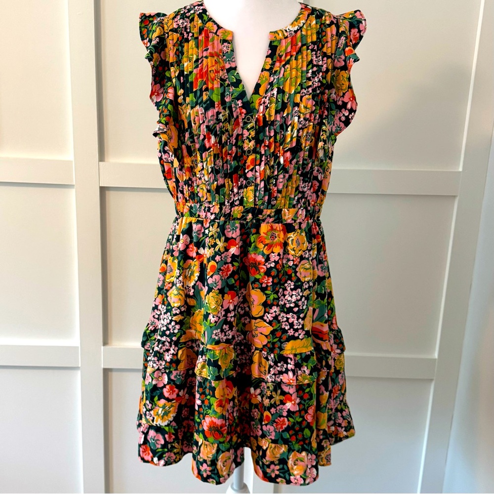 THML Floral Print Tiered Flutter Sleeve Mini Dress – NWT Large
